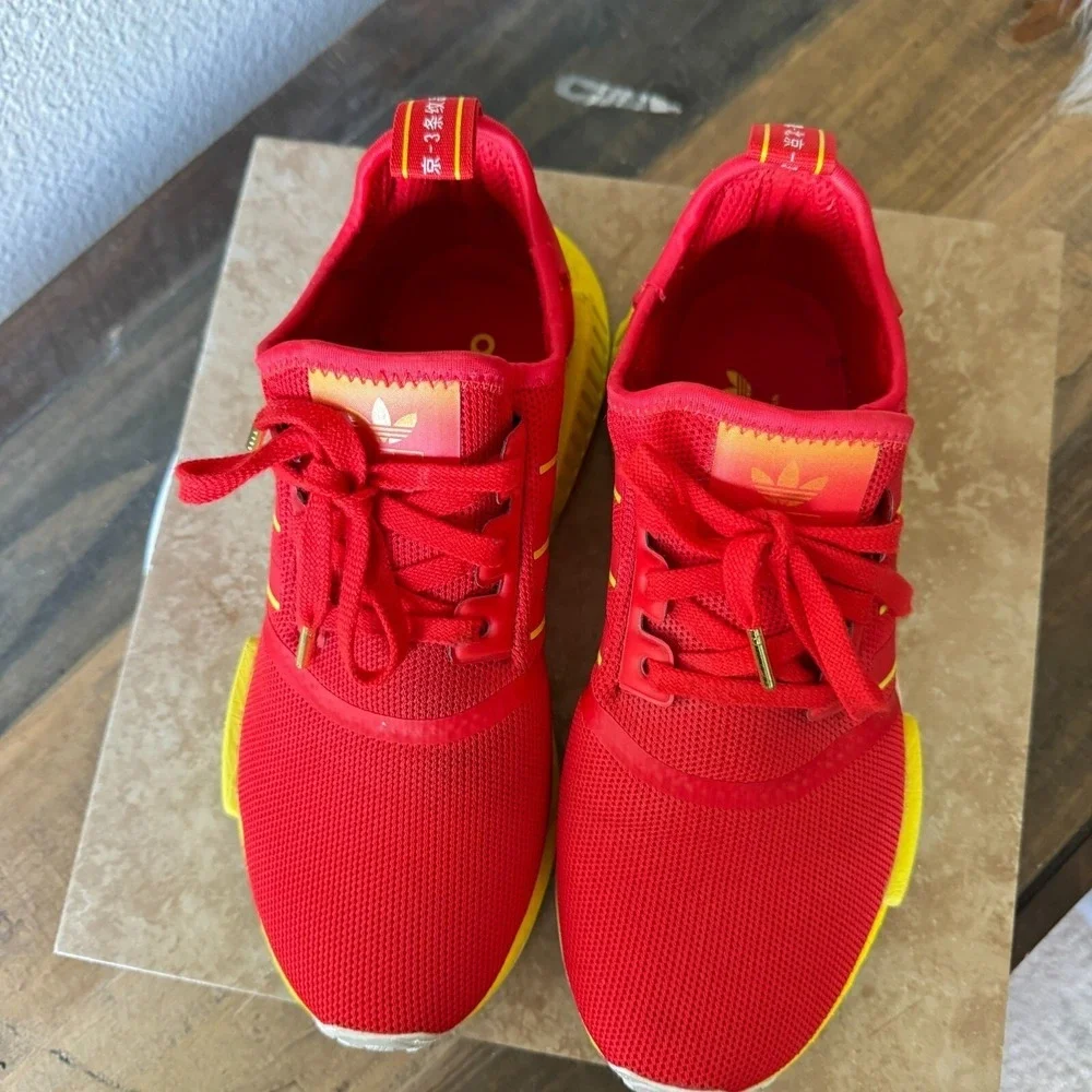 Adidas Sneakers Mens 7 NMD R1 Beijing Running Athletic Comfort Shoes Red Yellow